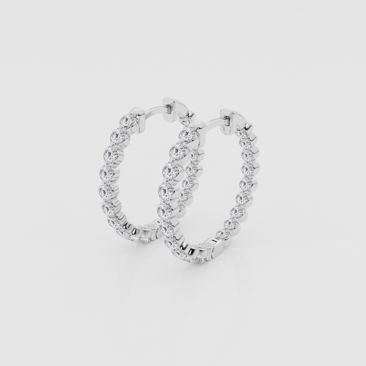 Natural Diamond | 1 ctw Round Inside-Out Floating Hoop Earrings